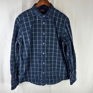 UNTUCKit Button Down Shirt Mens XL Navy Blue Windowpane Corduroy 41716